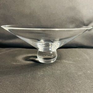 Mid-Century Modern Crystal Footed Bowl / Pedestal – 7 inch dia